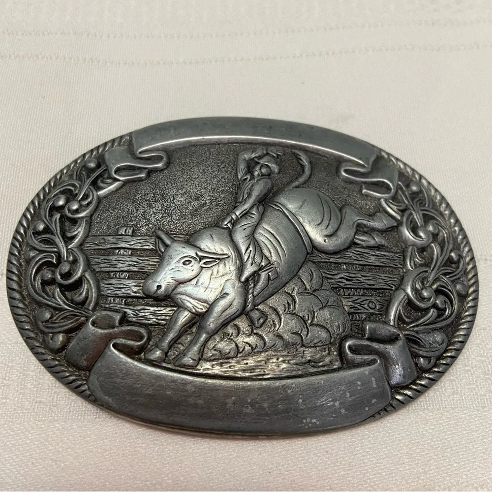BullRider Vintage Pewter Belt Buckle - USA Made